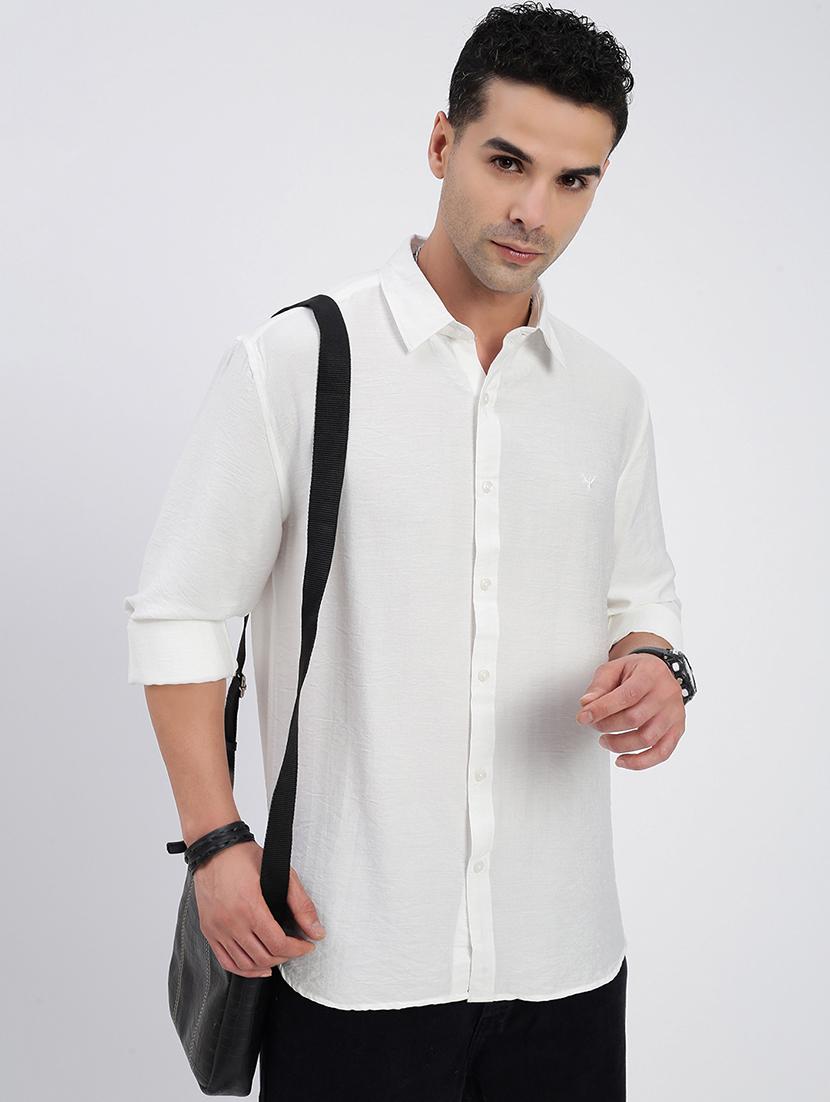 men regular fit solid long sleeve casual shirt - 21597568 - Standard Image - 1