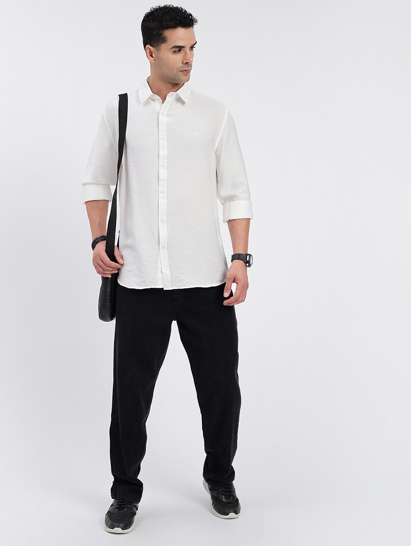 men regular fit solid long sleeve casual shirt - 21597568 - Standard Image - 4