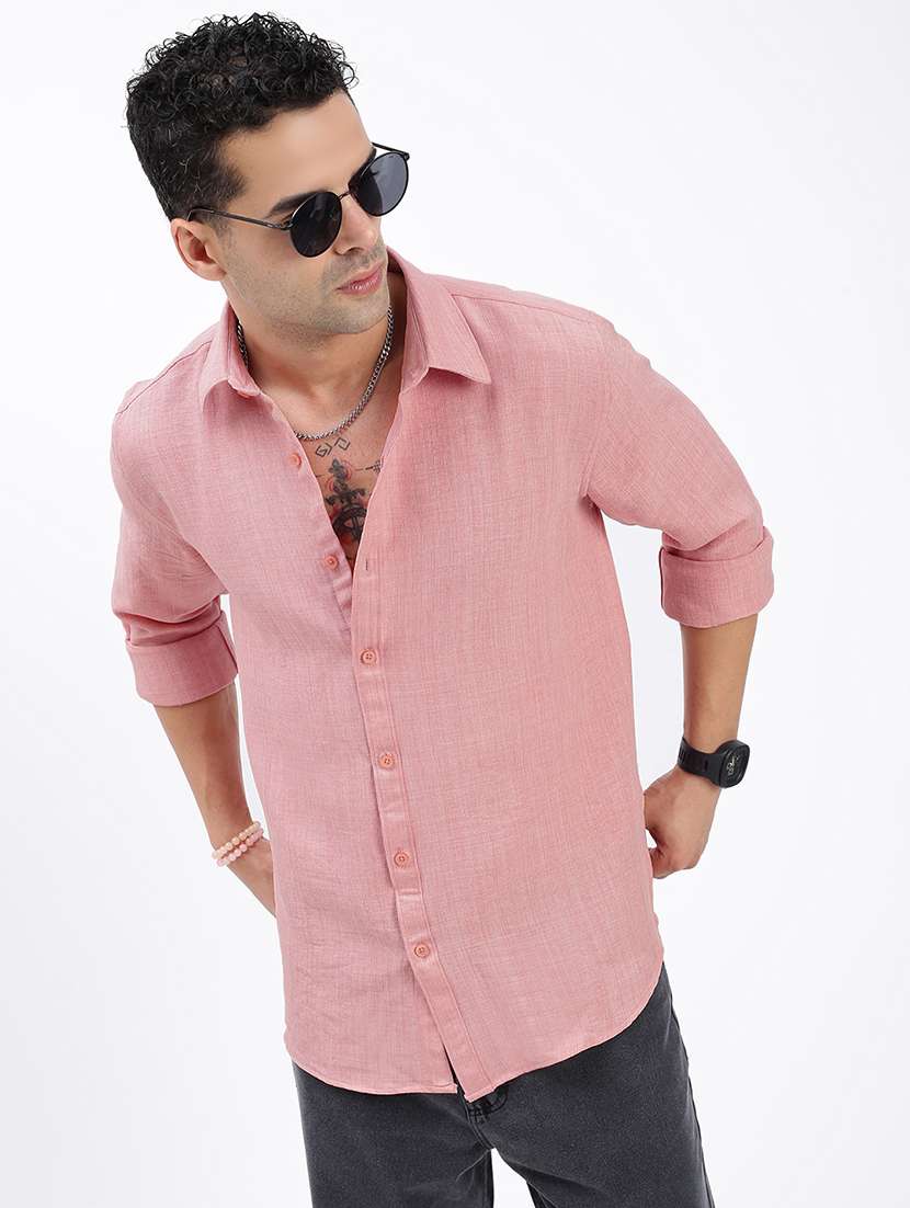 men regular fit solid long sleeve casual shirt - 21597579 -  Standard Image - 1