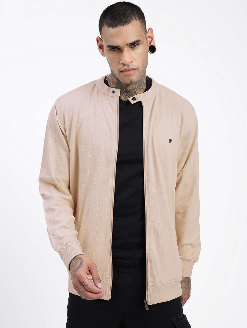 men solid long sleeve casual jacket