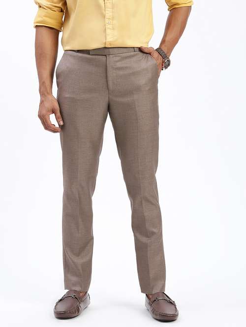 men solid flat front full length formal trouser - 21597585 - Standard Image - 0