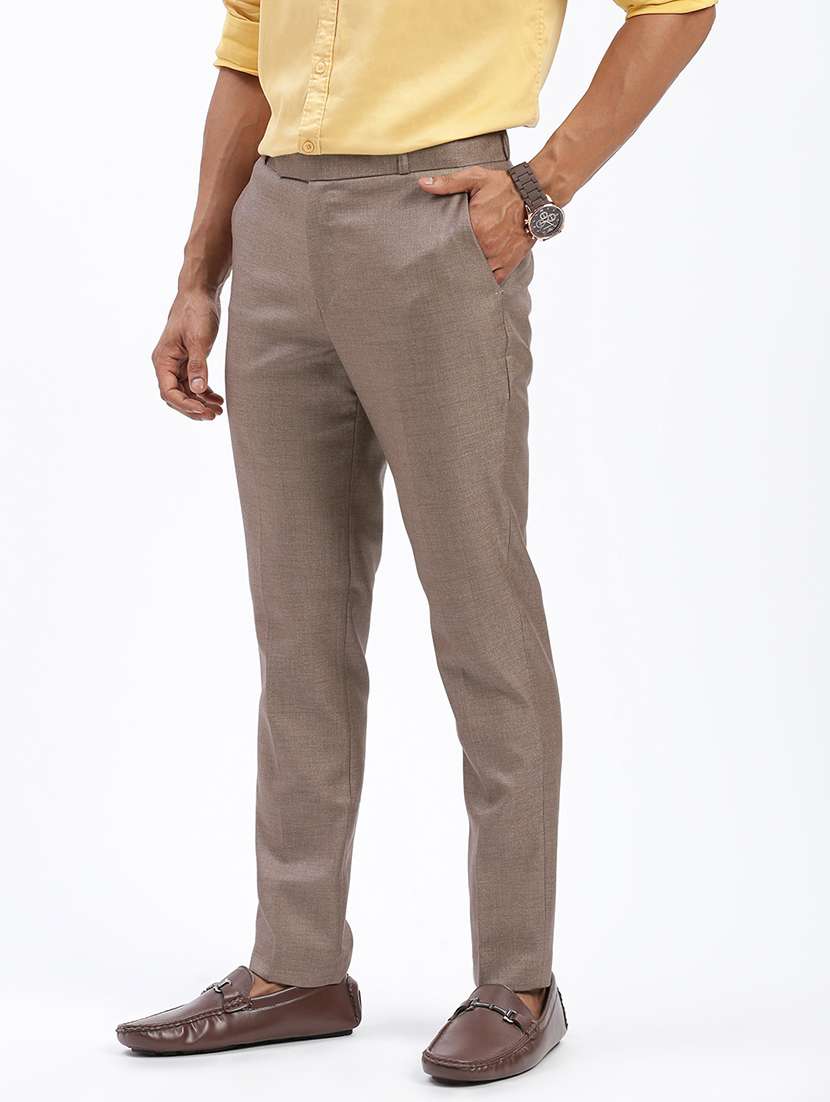 men solid flat front full length formal trouser - 21597585 - Standard Image - 1