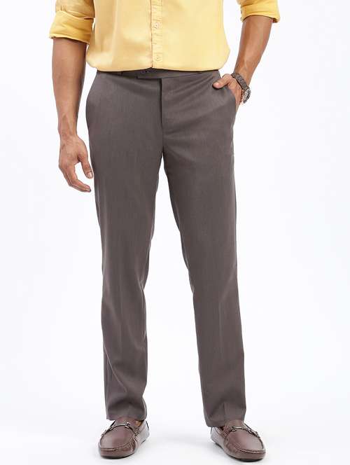 men solid flat front full length formal trouser - 21597600 - Standard Image - 0