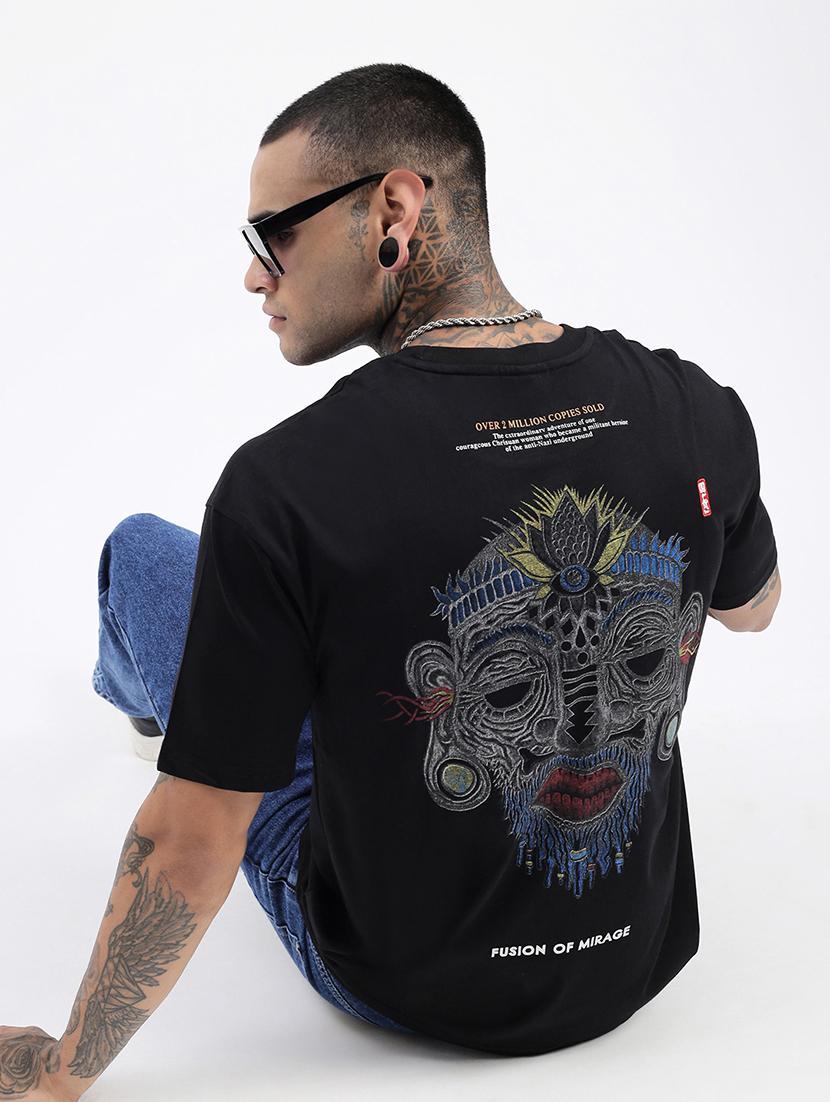 men front & back print short sleeve t-shirt - 21597667 - Standard Image - 1