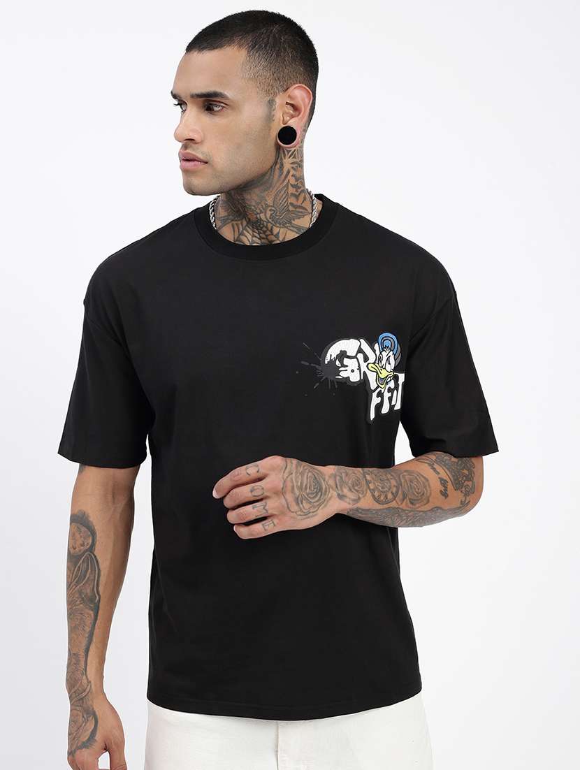 men front & back print short sleeve t-shirt