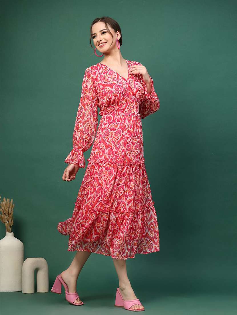 women pink printed a-line dress - 21597772 -  Standard Image - 1