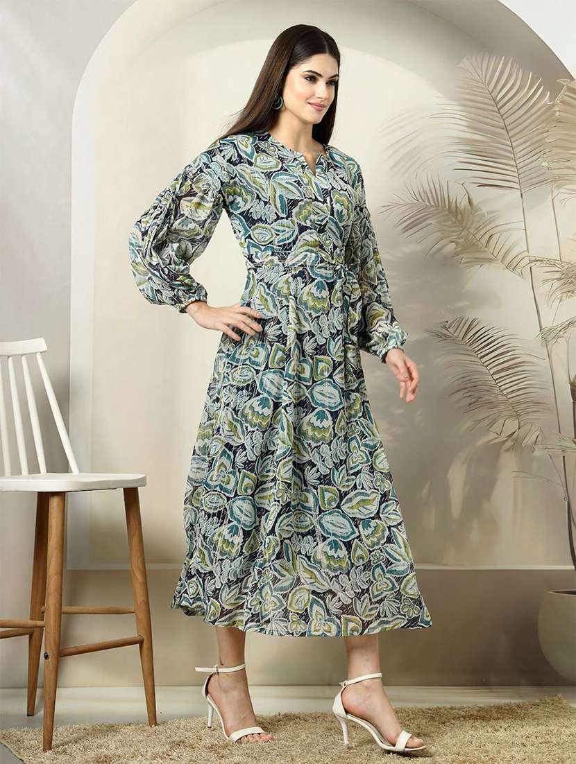 women green printed a-line dress - 21597791 -  Standard Image - 1