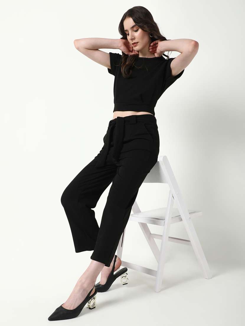 women solid top and trouser co-ords  set - 21597975 -  Standard Image - 1