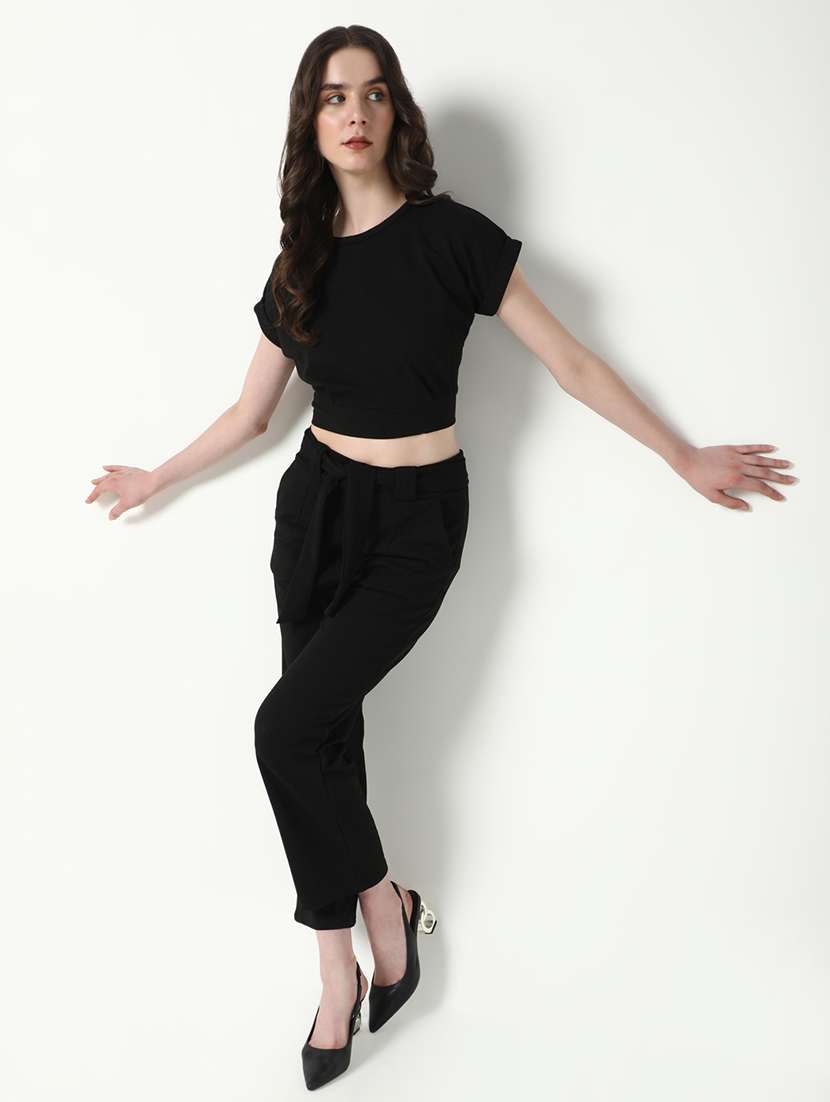 women solid top and trouser co-ords  set - 21597975 -  Standard Image - 4