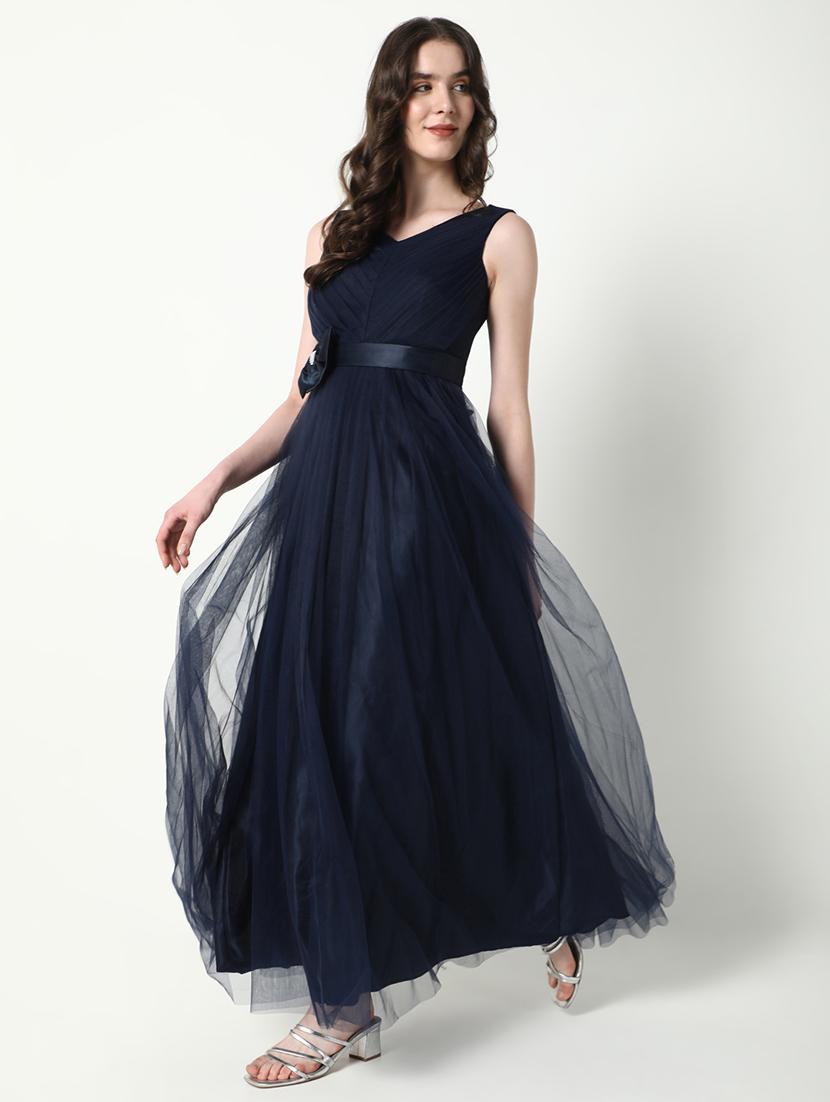wome solid sleeveless fit & flare dress - 21598011 - Standard Image - 1