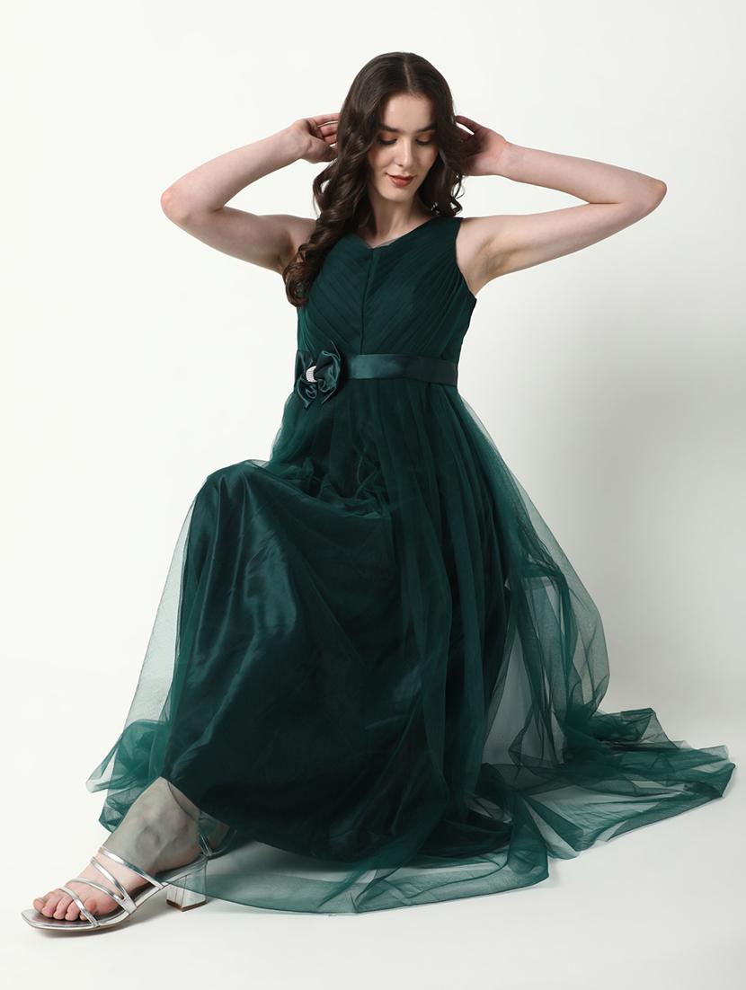 women solid sleevless fit & flare dress - 21598013 - Standard Image - 1