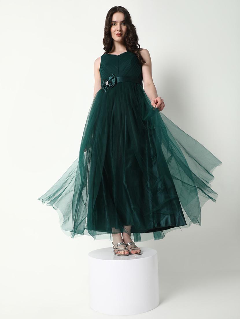 women solid sleevless fit & flare dress - 21598013 - Standard Image - 4