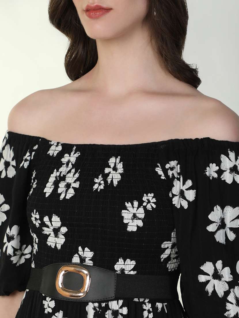 women printed off shoulder dress - 21598021 - Standard Image - 6