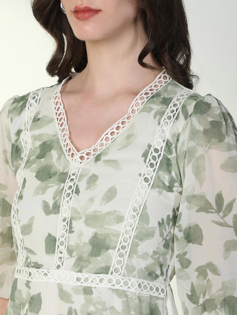 women floral v neck fit & flare dress - 21598027 - Standard Image - 6