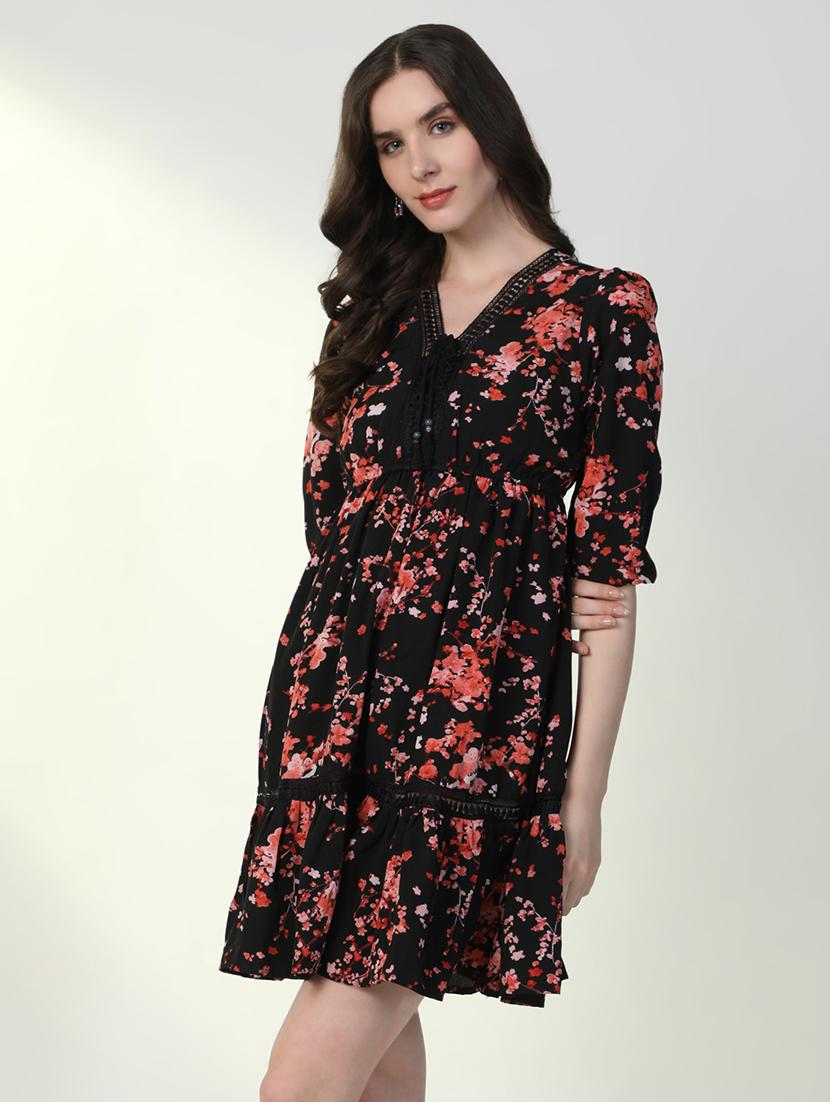 women floral print puff sleeve tiered dress - 21598030 - Standard Image - 6