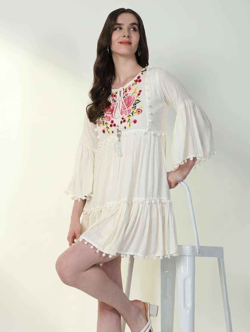 women tie-up neck a-line dress - 21598039 -  Standard Image - 1