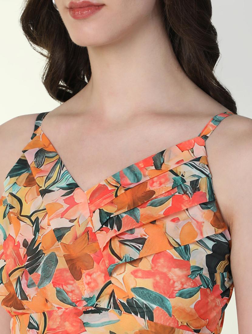 women floral v neck fit & flare dress - 21598040 - Standard Image - 6