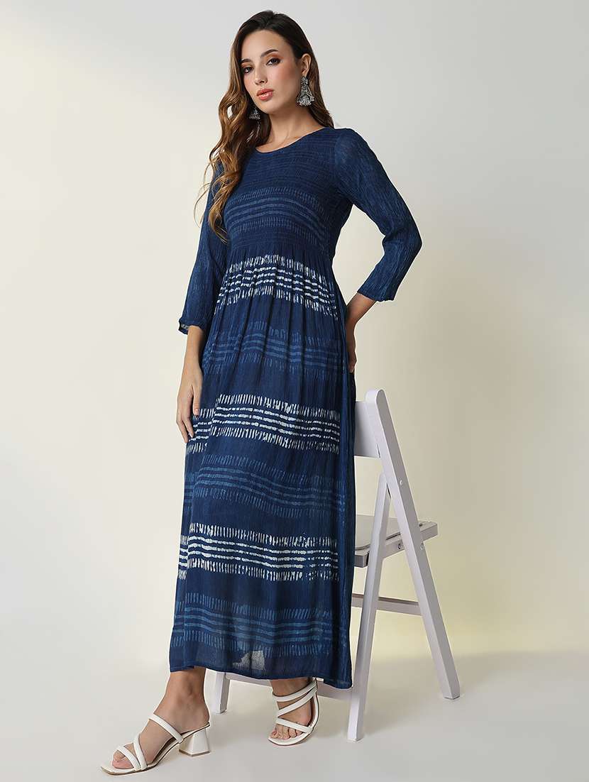 women navy blue printed anarkali kurta - 21598047 -  Standard Image - 4