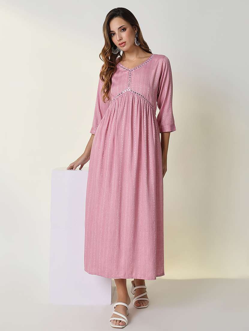 women pink self design anarkali kurta - 21598048 -  Standard Image - 1