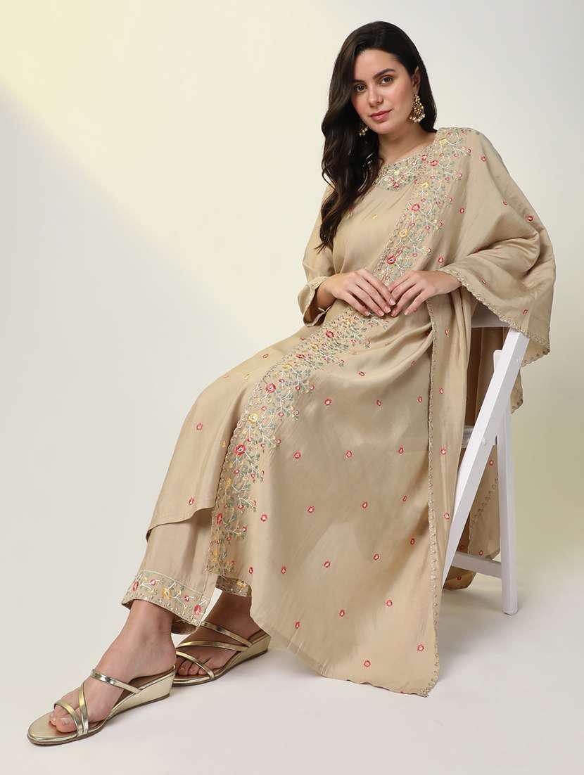 women three quarter sleeve kurta pant with dupatta set - 21598106 -  Standard Image - 4