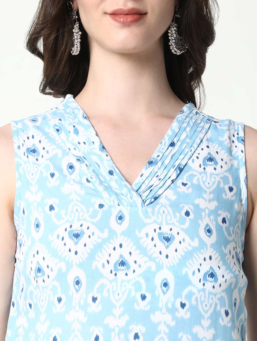 women light blue printed kurta palazzo set - 21598111 -  Standard Image - 6