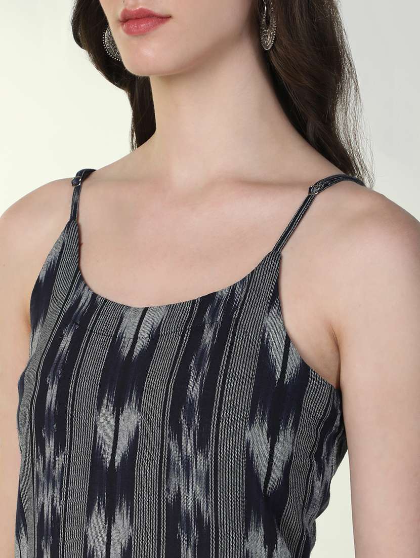 women navy blue ikat kurta pant set - 21598124 -  Standard Image - 6