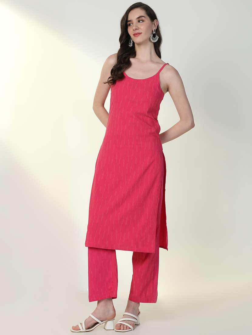 women pink self design kurta pant set - 21598133 -  Standard Image - 4