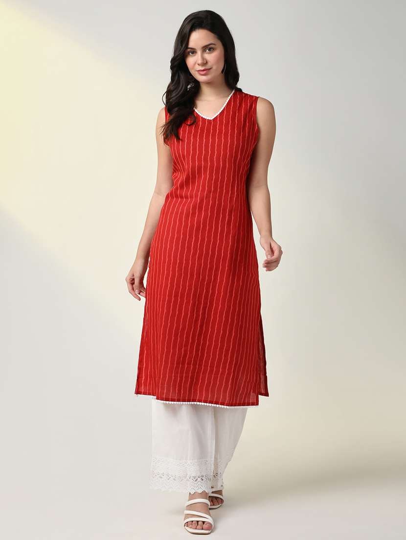 women stripes printed kurta pant set - 21598138 -  Standard Image - 1