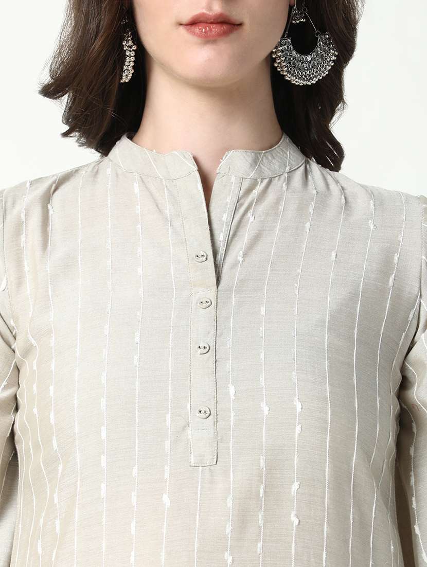 women embroidered mandarin neck kurta pant set - 21598139 -  Standard Image - 6