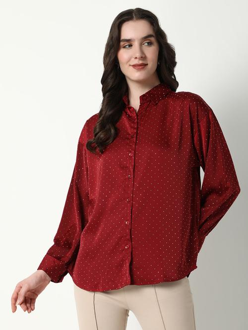 women polka doted collatred regular shirt - 21598143 - Standard Image - 0