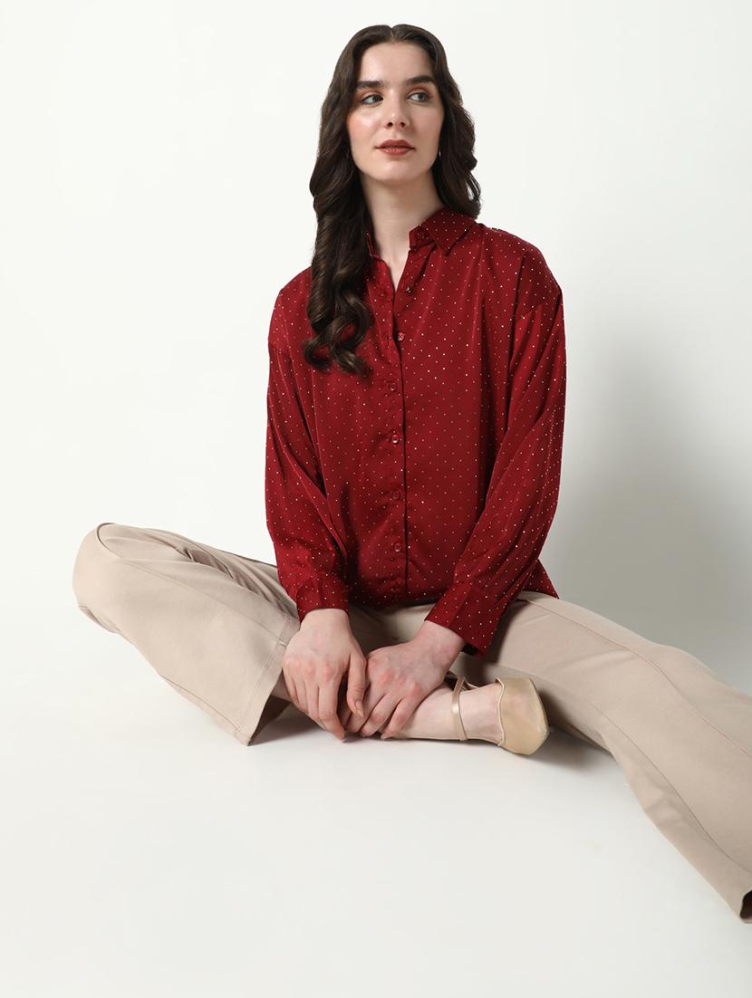 women polka doted collatred regular shirt - 21598143 - Standard Image - 4