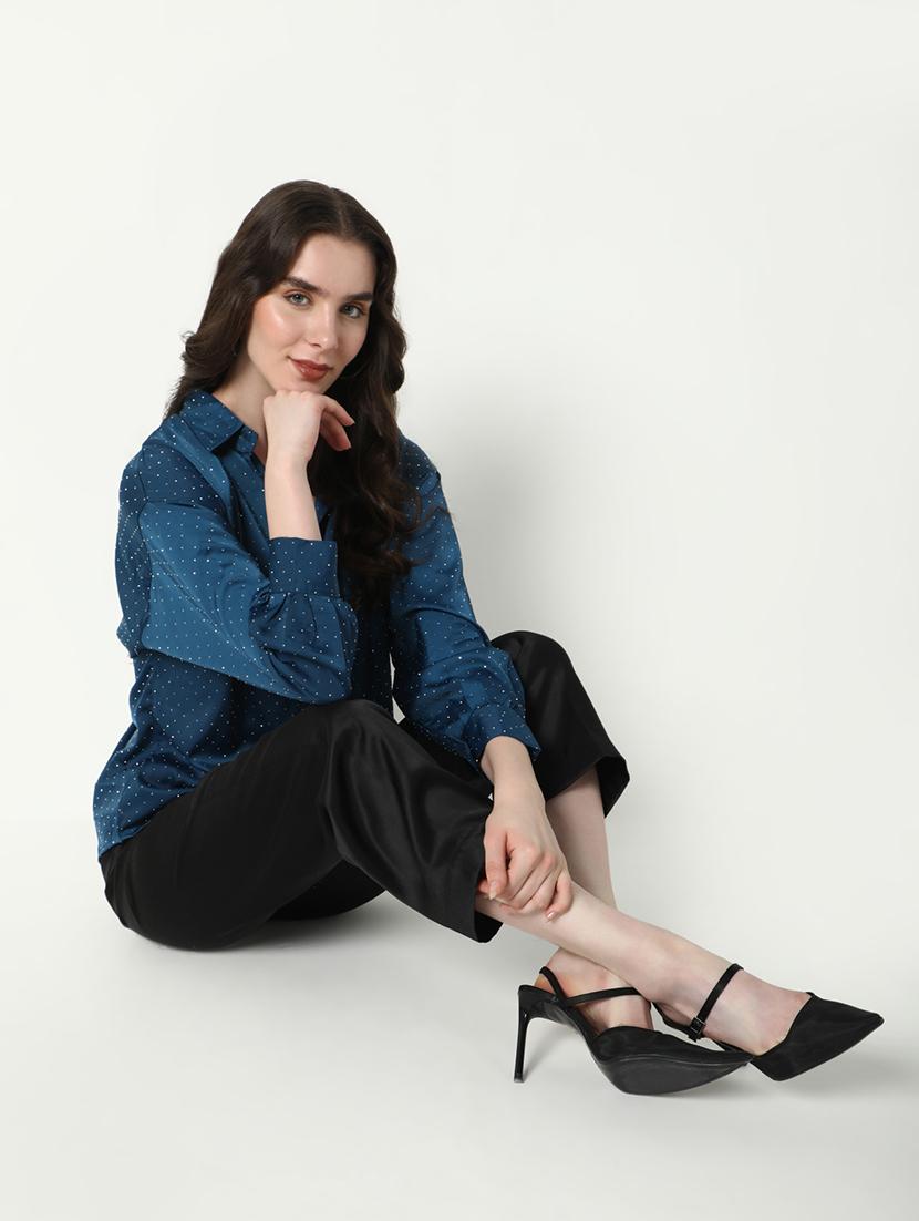 women polka doted collatred regular shirt - 21598144 - Standard Image - 4