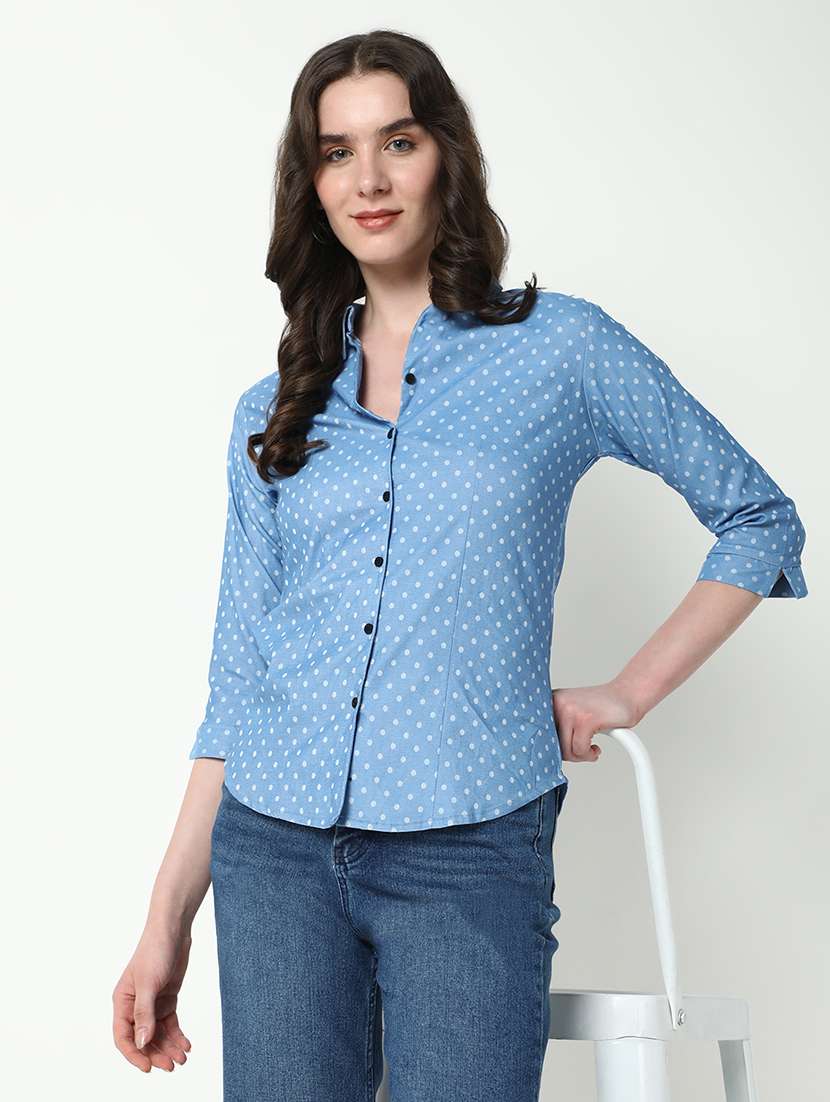 women polka dots three quarter sleeve shirt - 21598149 -  Standard Image - 1