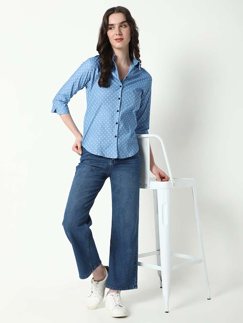 women polka dots three quarter sleeve shirt - 21598149 - Standard Image - 4