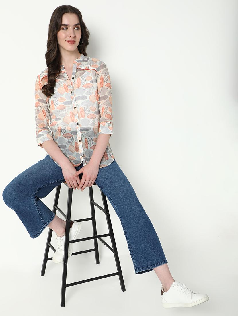women printed three quarter sleeve shirt - 21598151 - Standard Image - 4