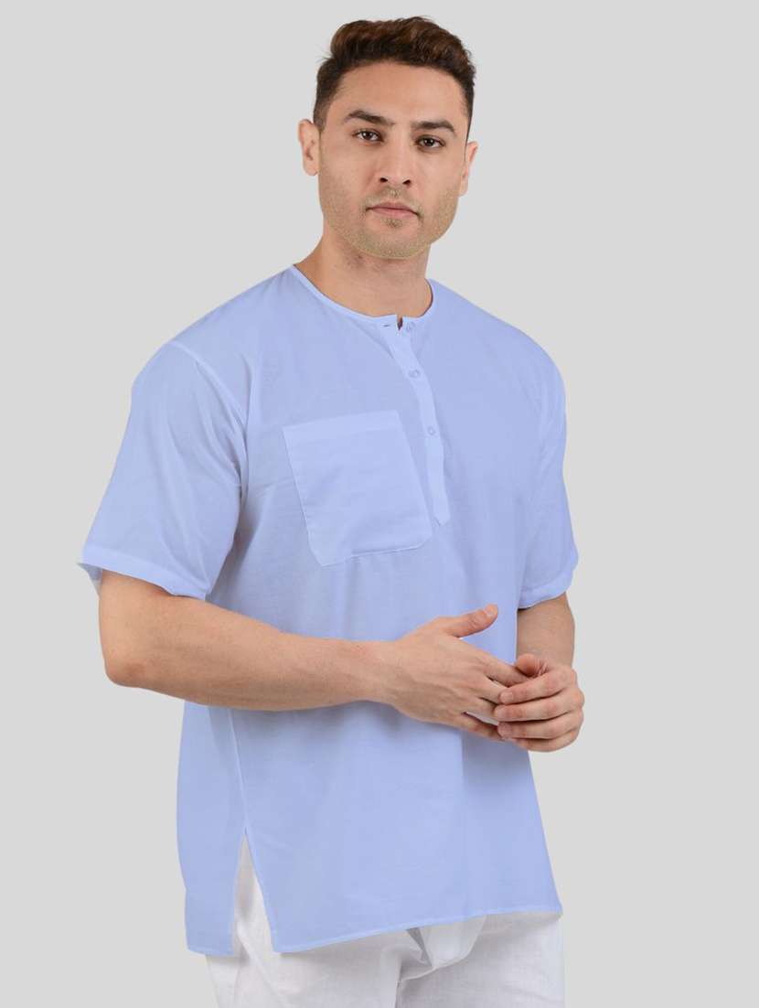 men pack of 2 solid short sleeves kurta with single pocket - 21598158 - Standard Image - 1