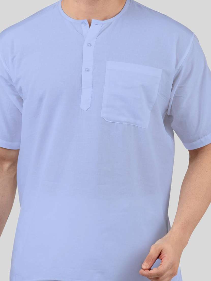 men pack of 2 solid short sleeves kurta with single pocket - 21598158 - Standard Image - 4