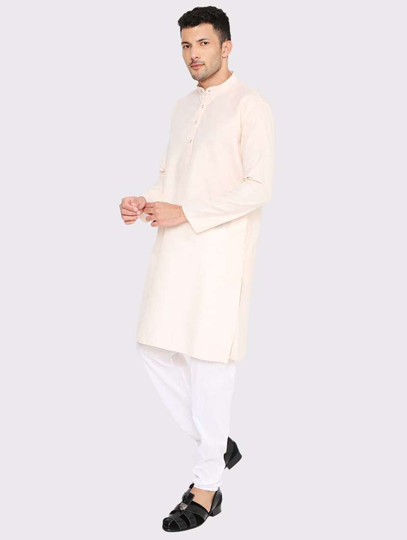 men solid mandarin neck long kurta - 21598166 -  Standard Image - 1