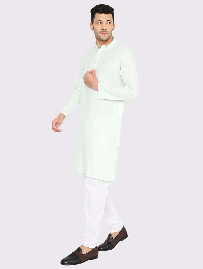 men solid mandarin neck long kurta - 21598167 -  Standard Image - 1
