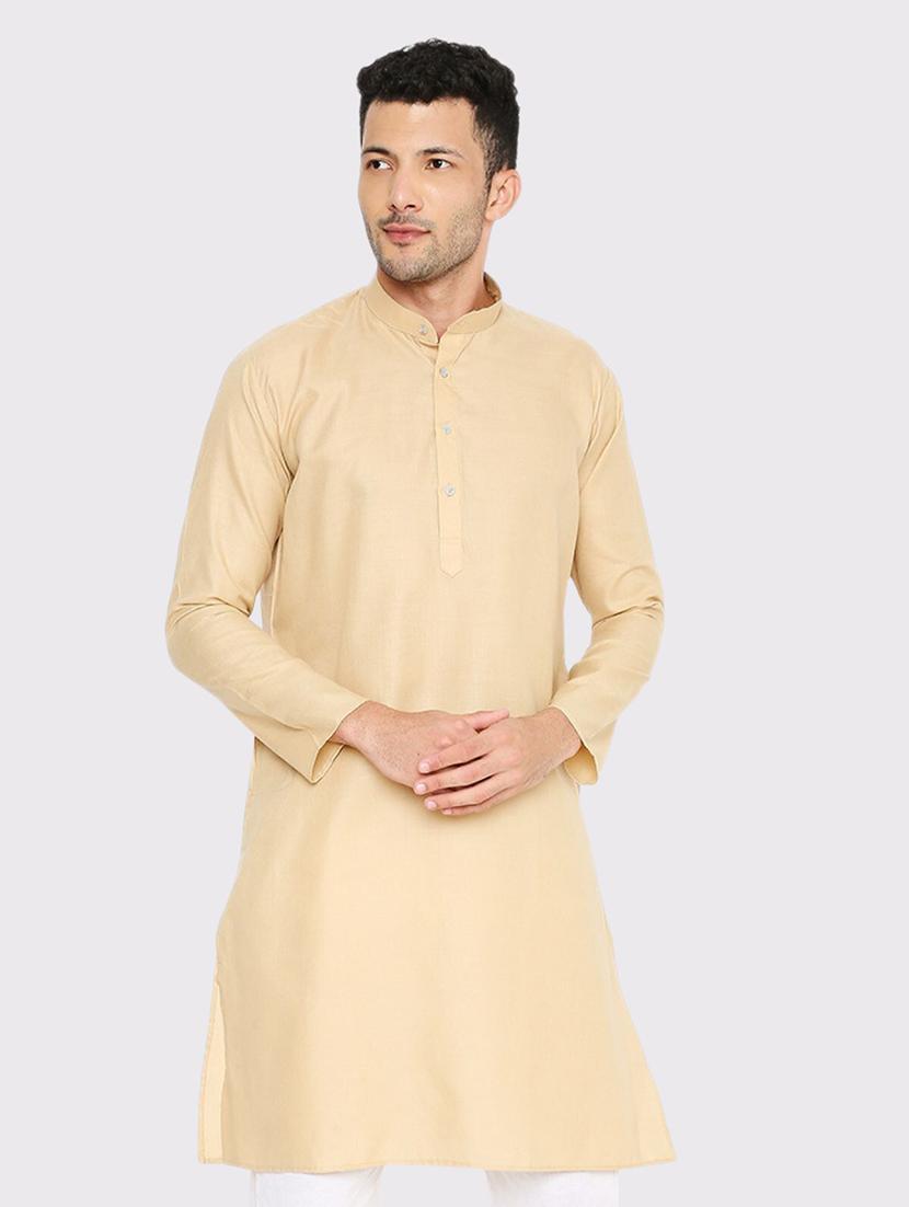 men solid mandarin neck long kurta