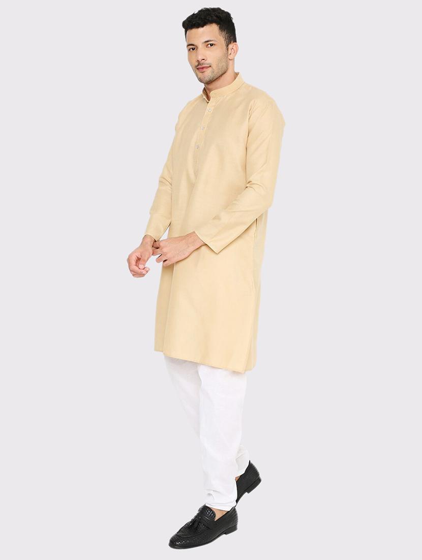 men solid mandarin neck long kurta - 21598168 - Standard Image - 1