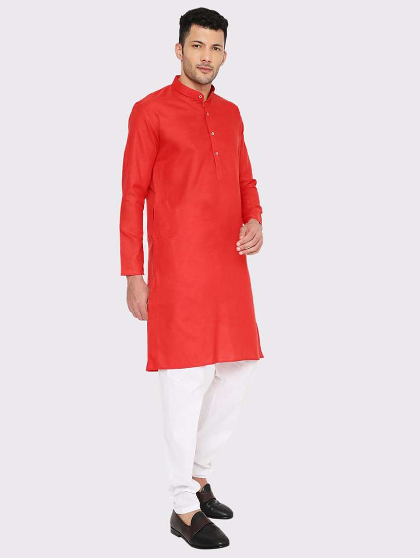 men solid mandarin neck long kurta - 21598169 -  Standard Image - 1