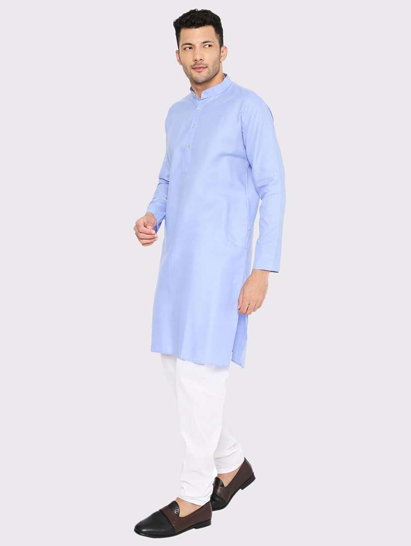 men solid mandarin neck long kurta - 21598171 -  Standard Image - 1