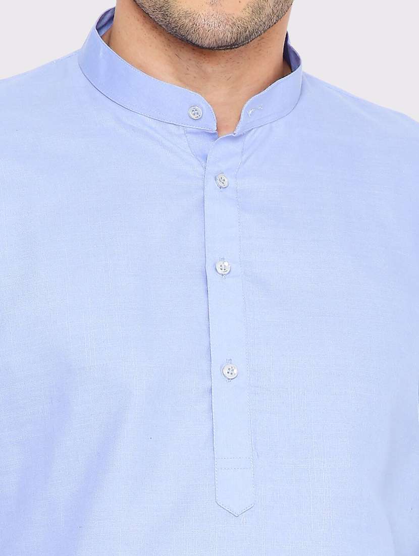 men solid mandarin neck long kurta - 21598171 -  Standard Image - 4