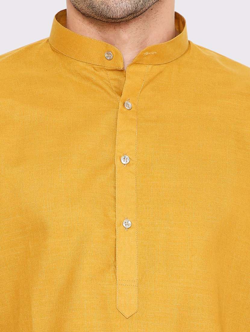 men solid mandarin neck long kurta - 21598175 - Standard Image - 4
