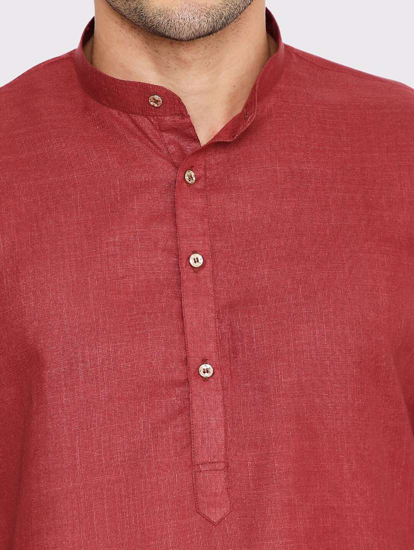 men solid mandarin neck long kurta - 21598177 -  Standard Image - 4