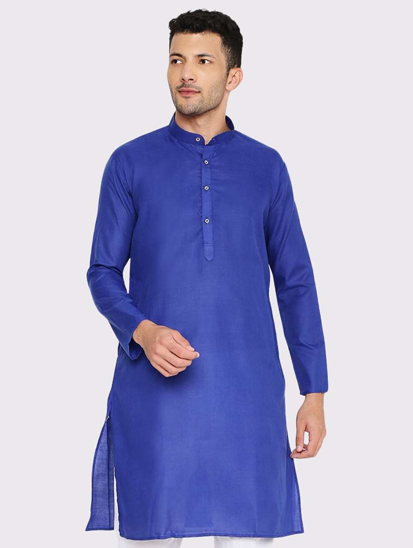 men solid mandarin neck long kurta