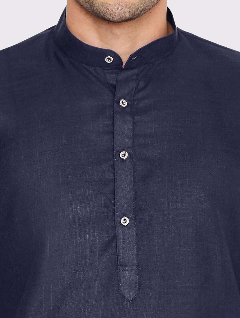 men solid mandarin neck long kurta - 21598181 - Standard Image - 4