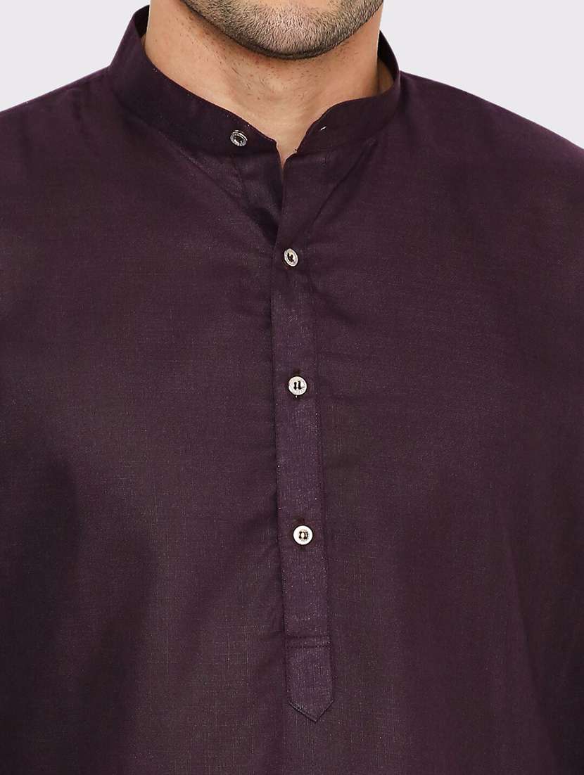 men solid mandarin neck long kurta - 21598182 -  Standard Image - 4