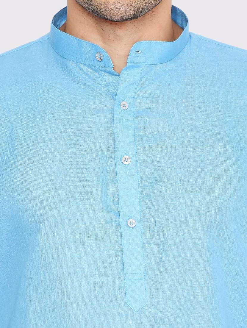 men solid mandarin neck long kurta - 21598185 -  Standard Image - 4